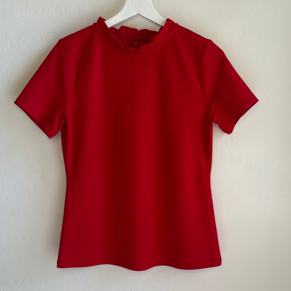 Ann Taylor Vibrant Red Short Sleeve Top